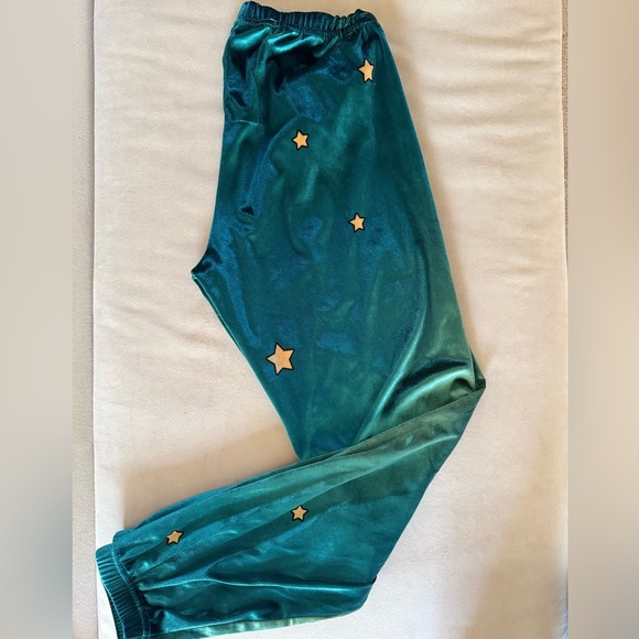 Aviator Nation Women’s Velour Green/Gold Sweatpants (no pockets) - Picture 3 of 6